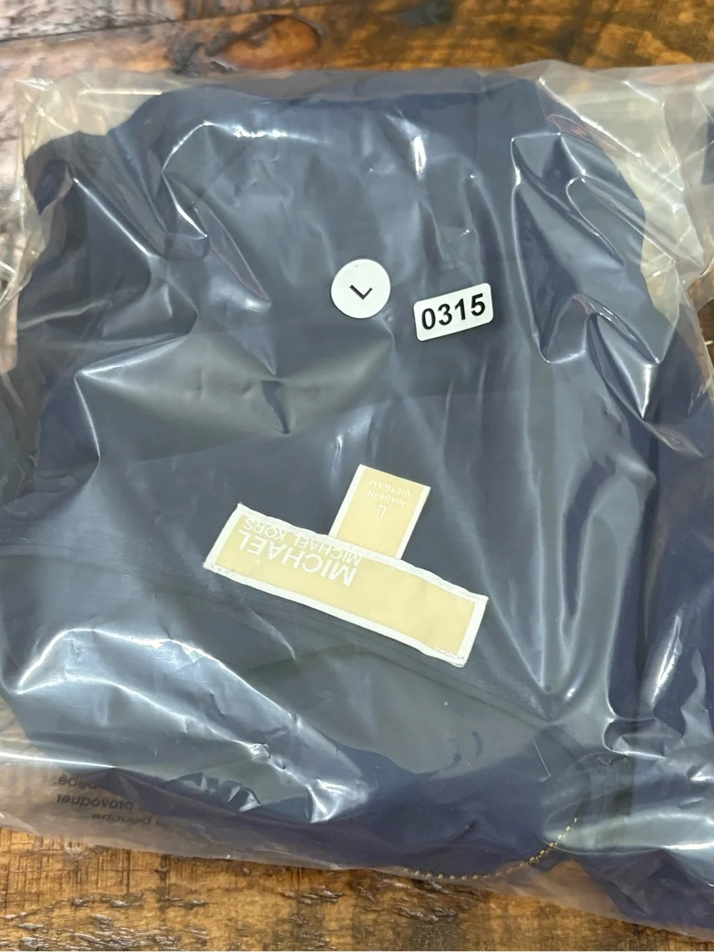 Michael Kors Navy Gold Zip V-Neck Blouse